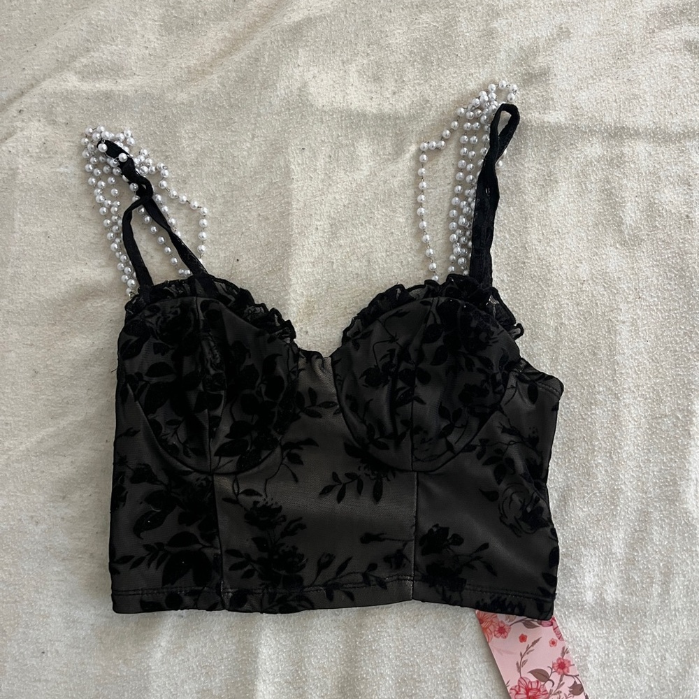 SHEIN Black Floral crop cami